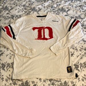 Vintage White and Red Men's Hockey Shirt